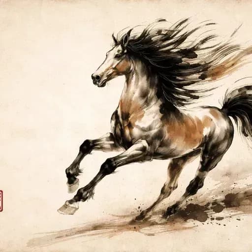 Ilustración del Caballo del zodiaco chino