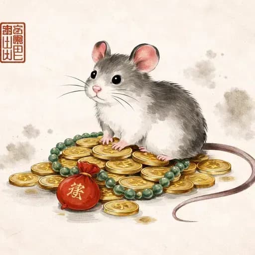 Ilustración del Rata del zodiaco chino